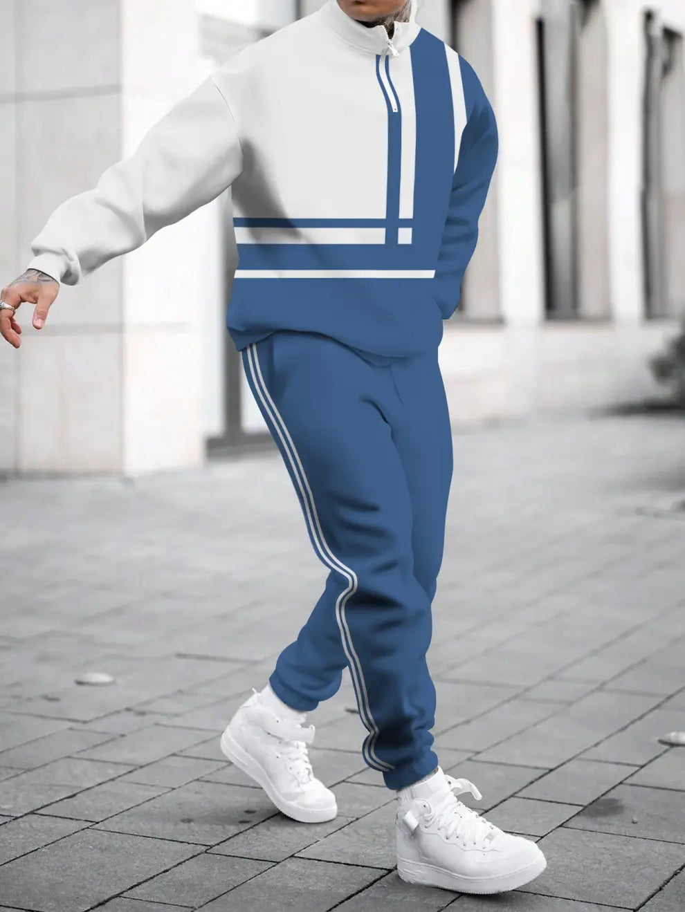 Relaxed Zipper Long Sleeve Two Piece Set - DUVAL
