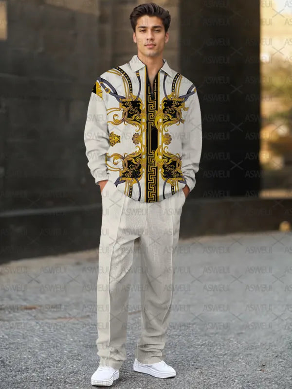 Long Sleeve Zipper Two-piece Set - DUVAL