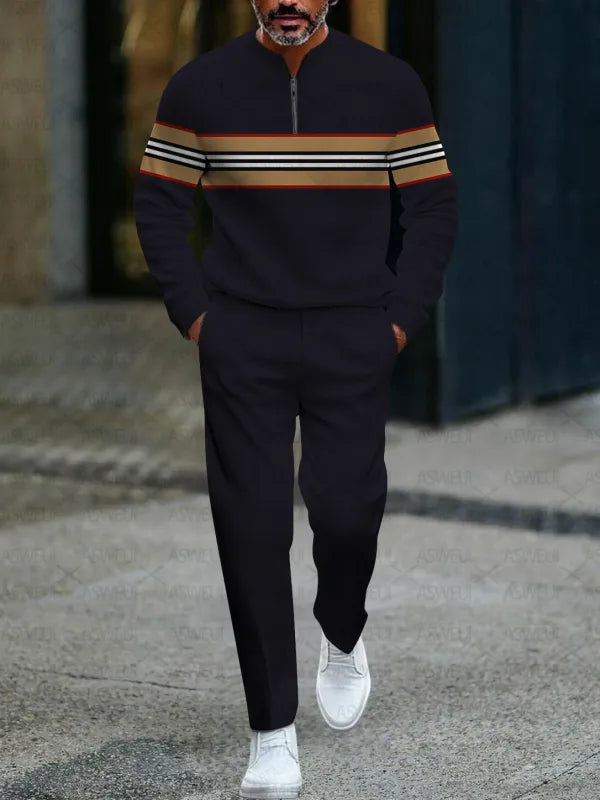 Zipper Long Sleeve Long Pants Two-Piece Set