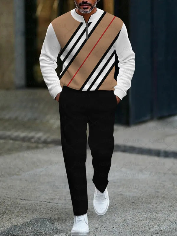 Long Sleeve Zipper Two-piece Set - DUVAL