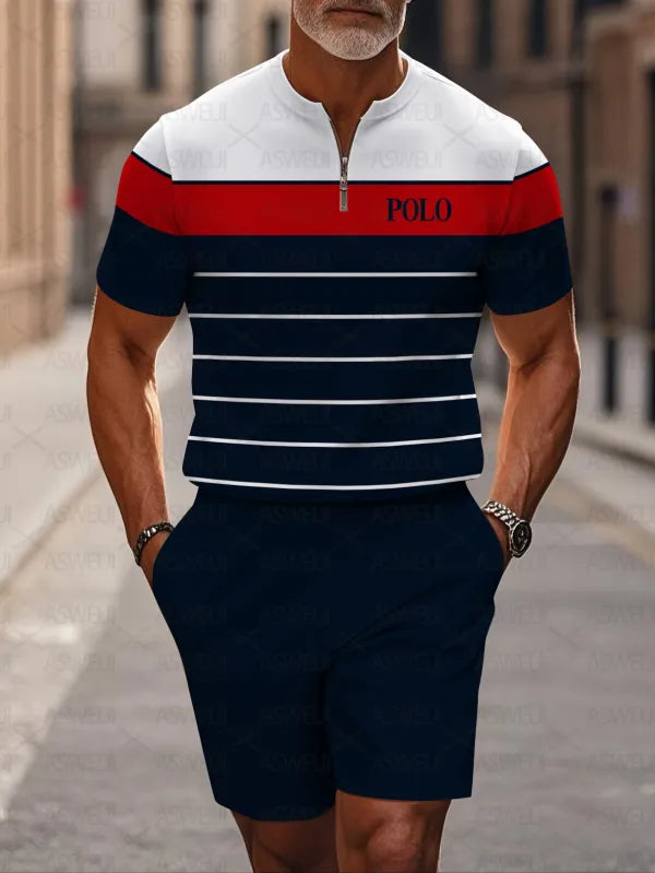 Short Sleeve Zipper Two-piece Set - DUVAL