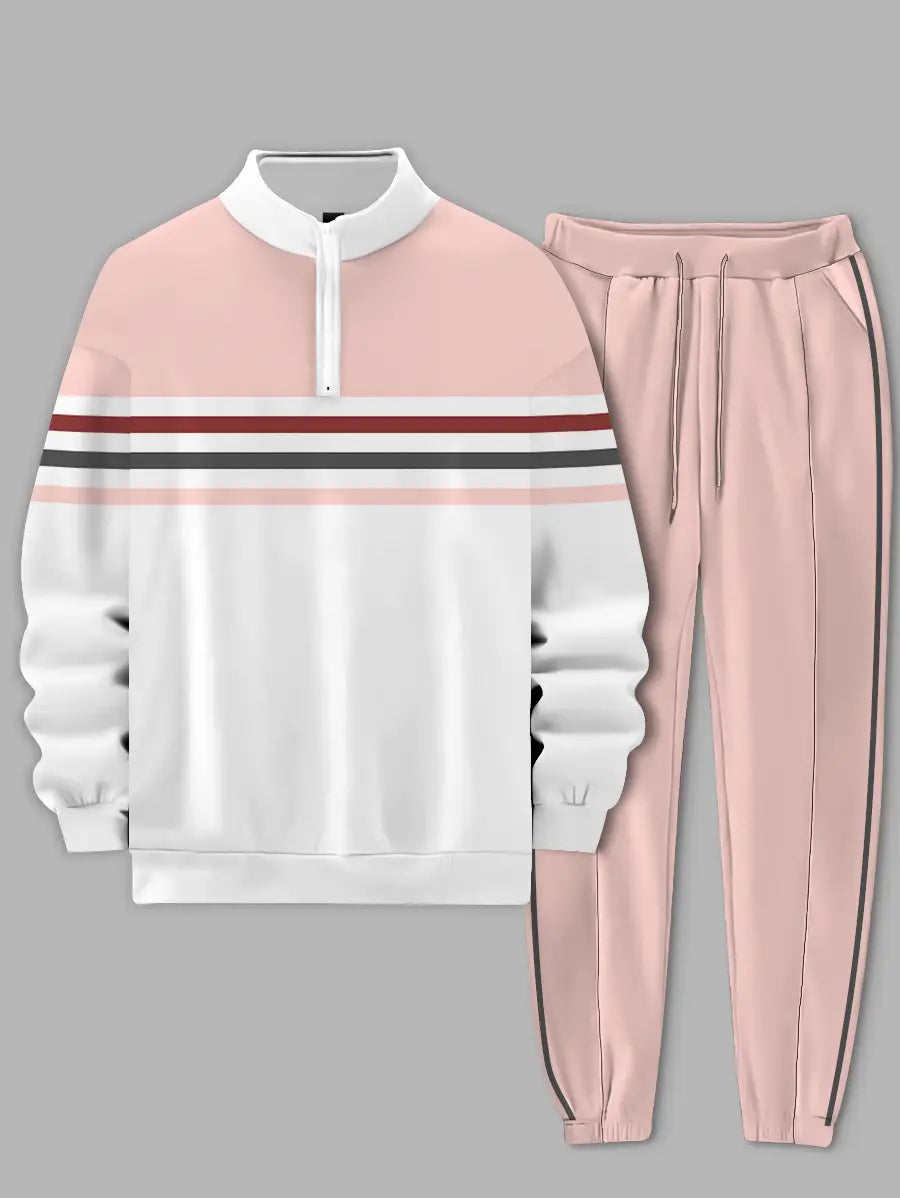 Relaxed Zipper Long Sleeve Two Piece Set - DUVAL