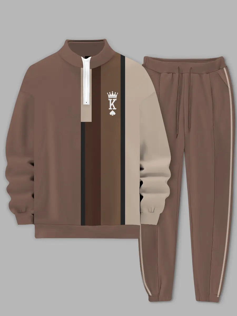 Relaxed Zipper Long Sleeve Two Piece Set - DUVAL