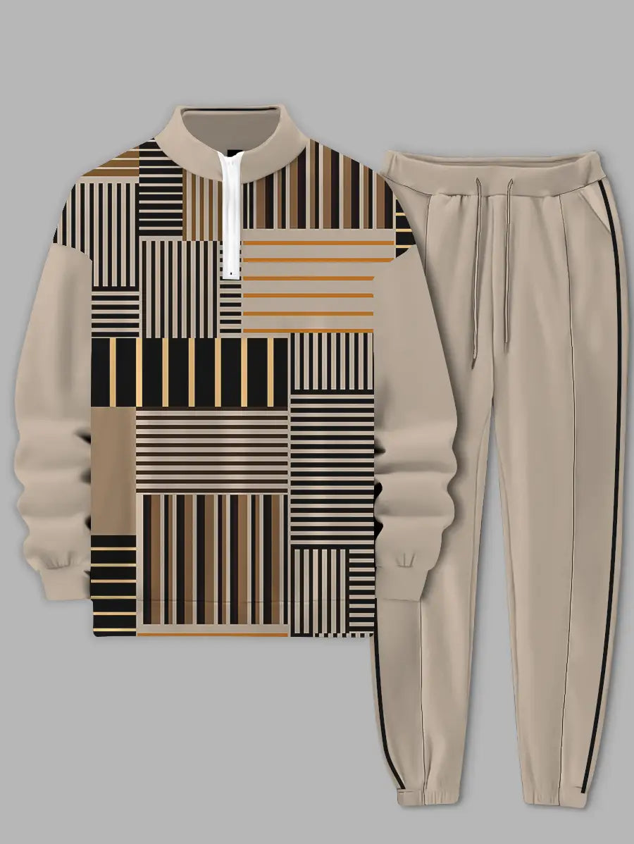 Relaxed Zipper Long Sleeve Two Piece Set - DUVAL