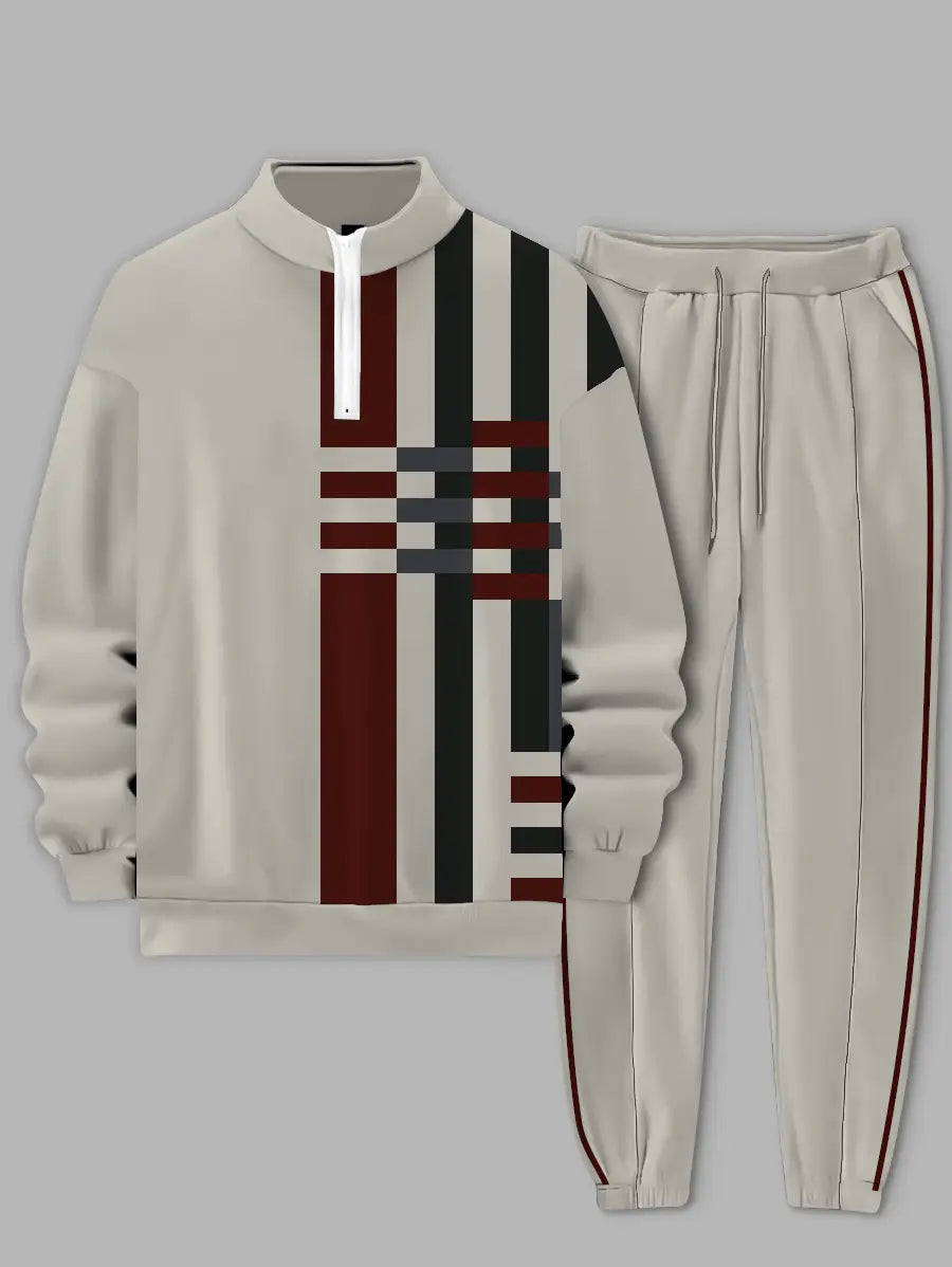 Relaxed Zipper Long Sleeve Two Piece Set - DUVAL