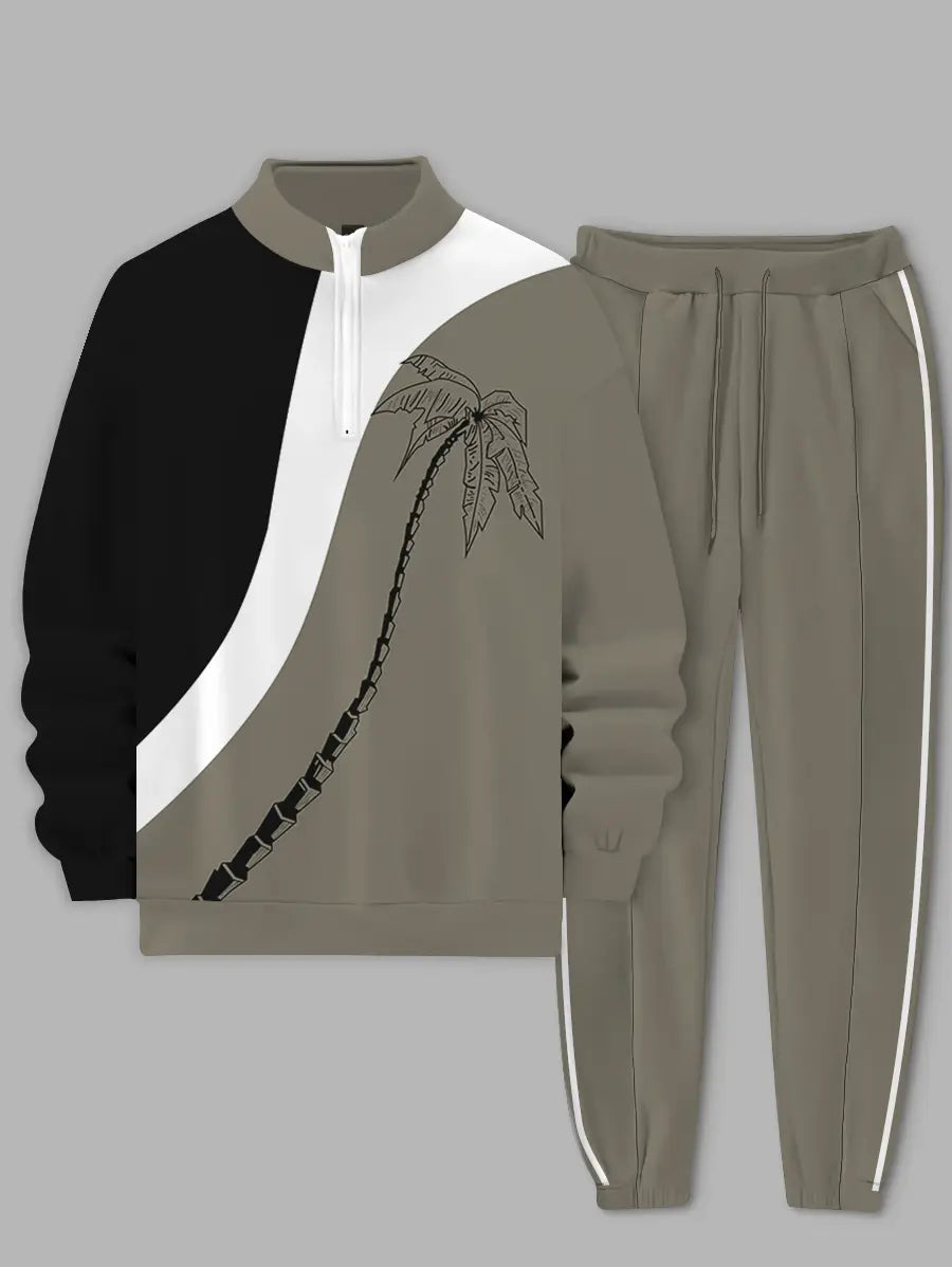 Relaxed Zipper Long Sleeve Two Piece Set - DUVAL
