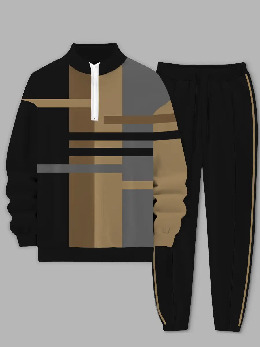 Relaxed Zipper Long Sleeve Two Piece Set - DUVAL