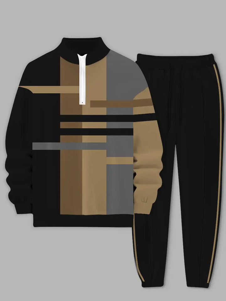 Relaxed Zipper Long Sleeve Two Piece Set - DUVAL