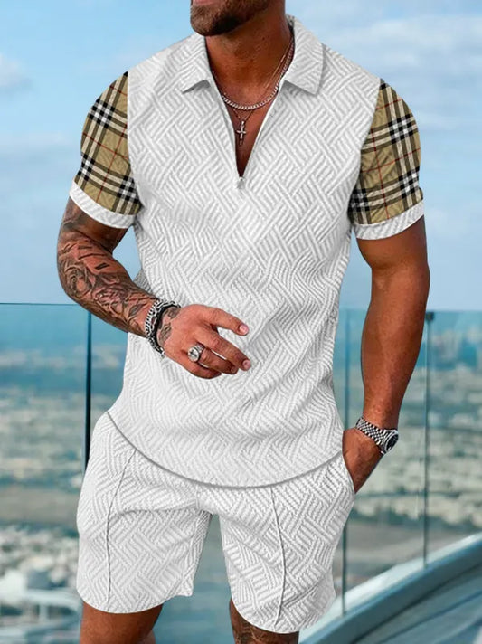 Polo Short Sleeve Zipper Two-Piece Set