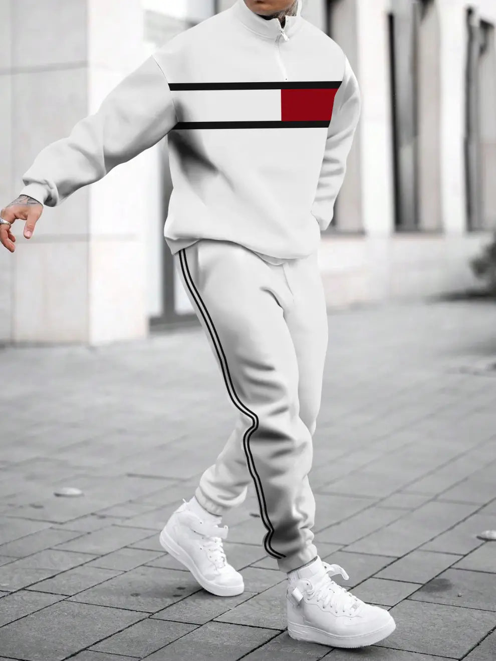 Relaxed Zipper Long Sleeve Two Piece Set - DUVAL
