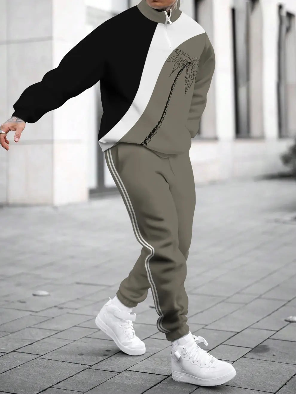 Relaxed Zipper Long Sleeve Two Piece Set - DUVAL