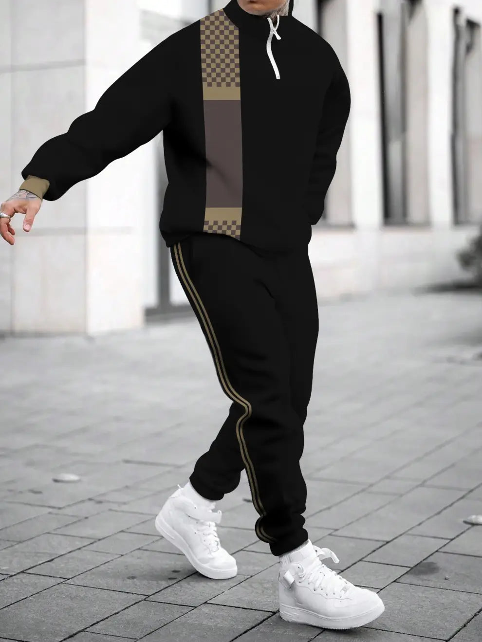 Relaxed Zipper Long Sleeve Two Piece Set - DUVAL