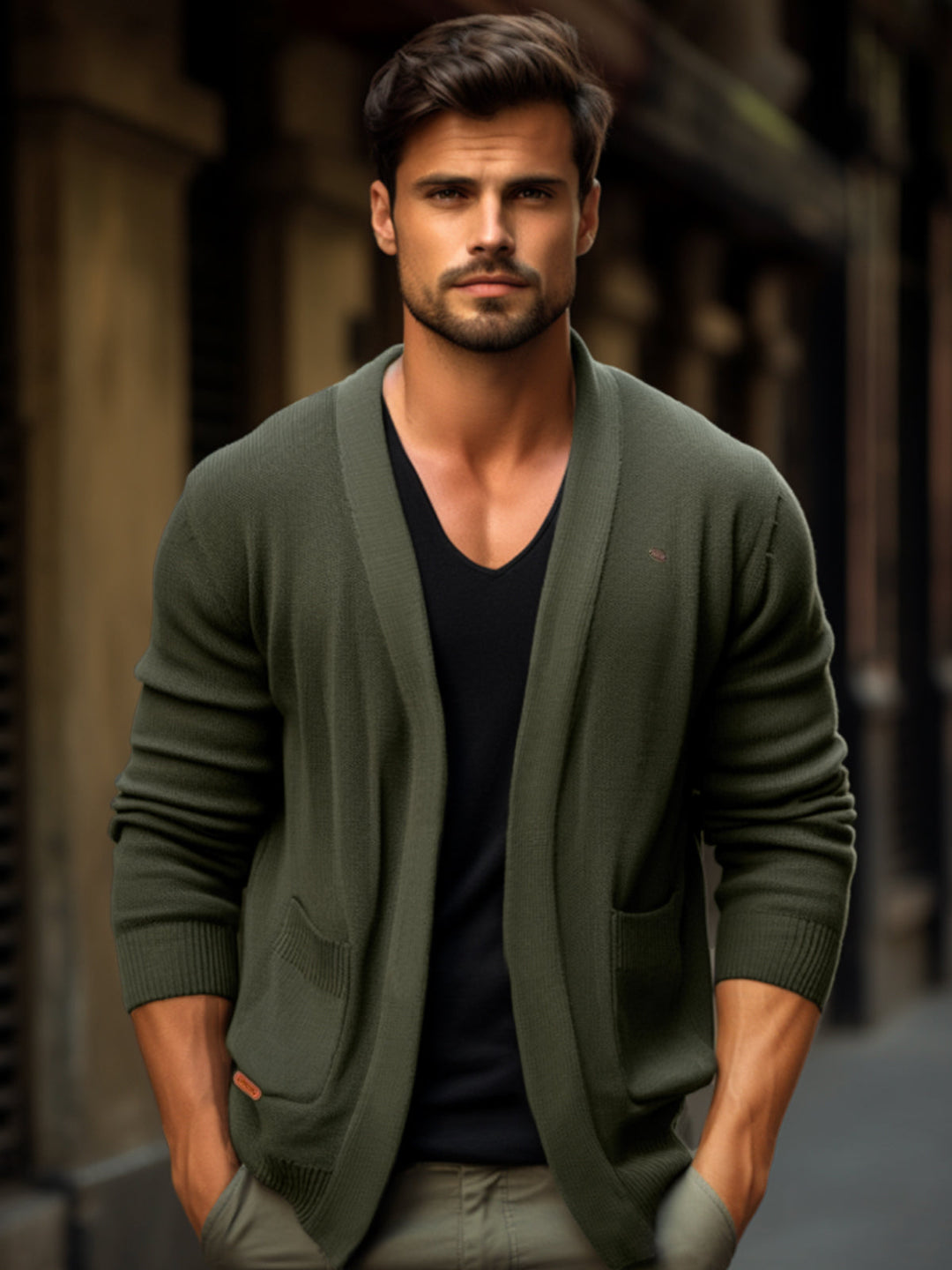 Knit Pocket Cardigan Sweater - DUVAL