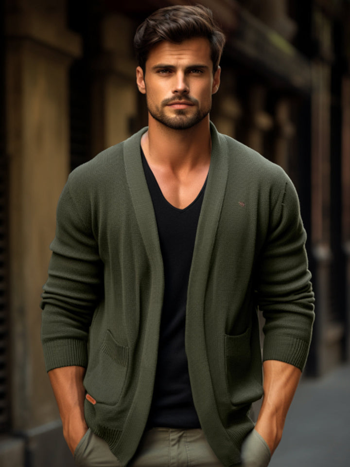 Knit Pocket Cardigan Sweater - DUVAL
