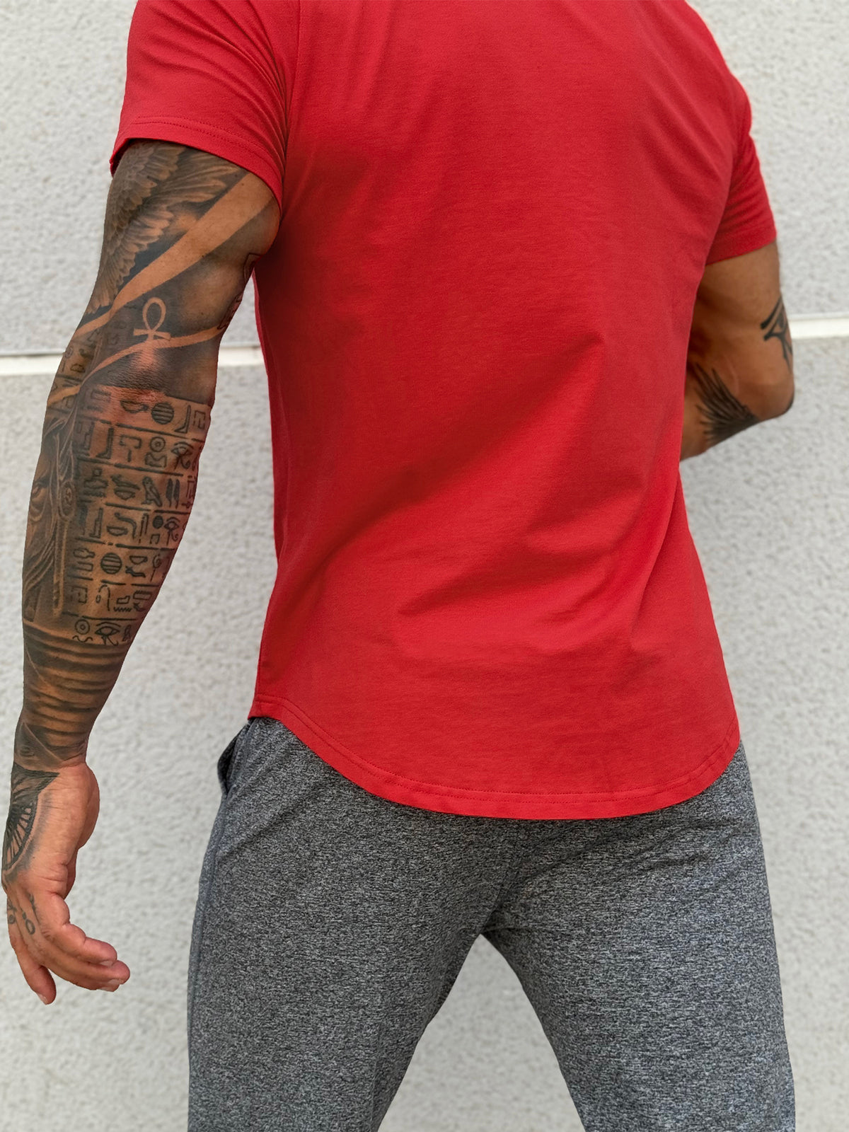 Kore Curved Hem T-shirt Muscle Fit Crew Neck-New