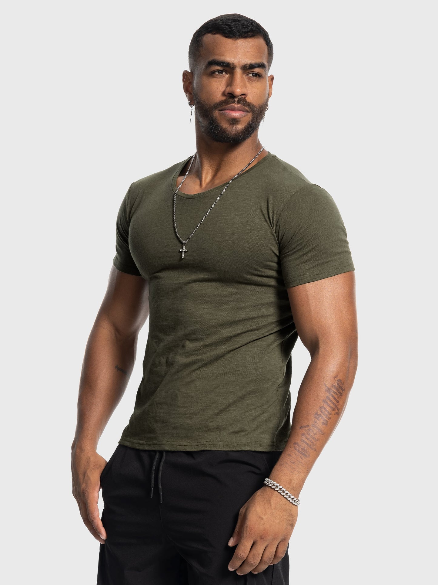 Slub V-neck T-shirt New