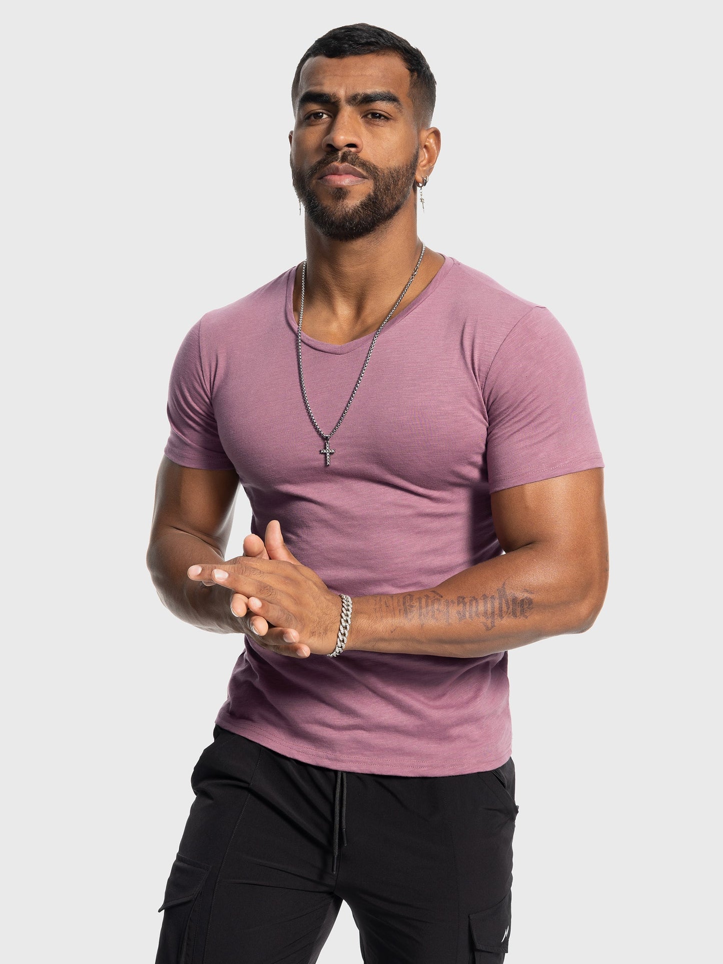 Slub V-neck T-shirt