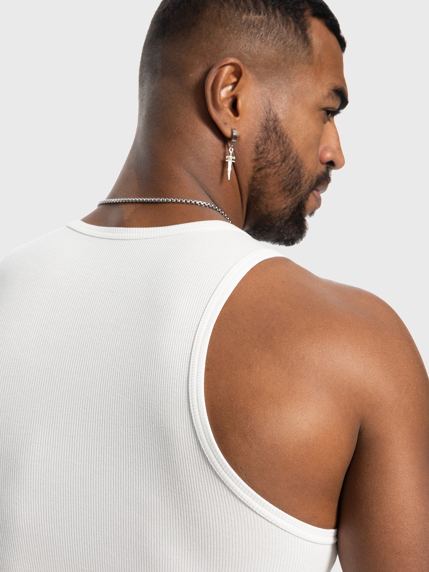 Ribbed Stretch Tank Top Curved Hem