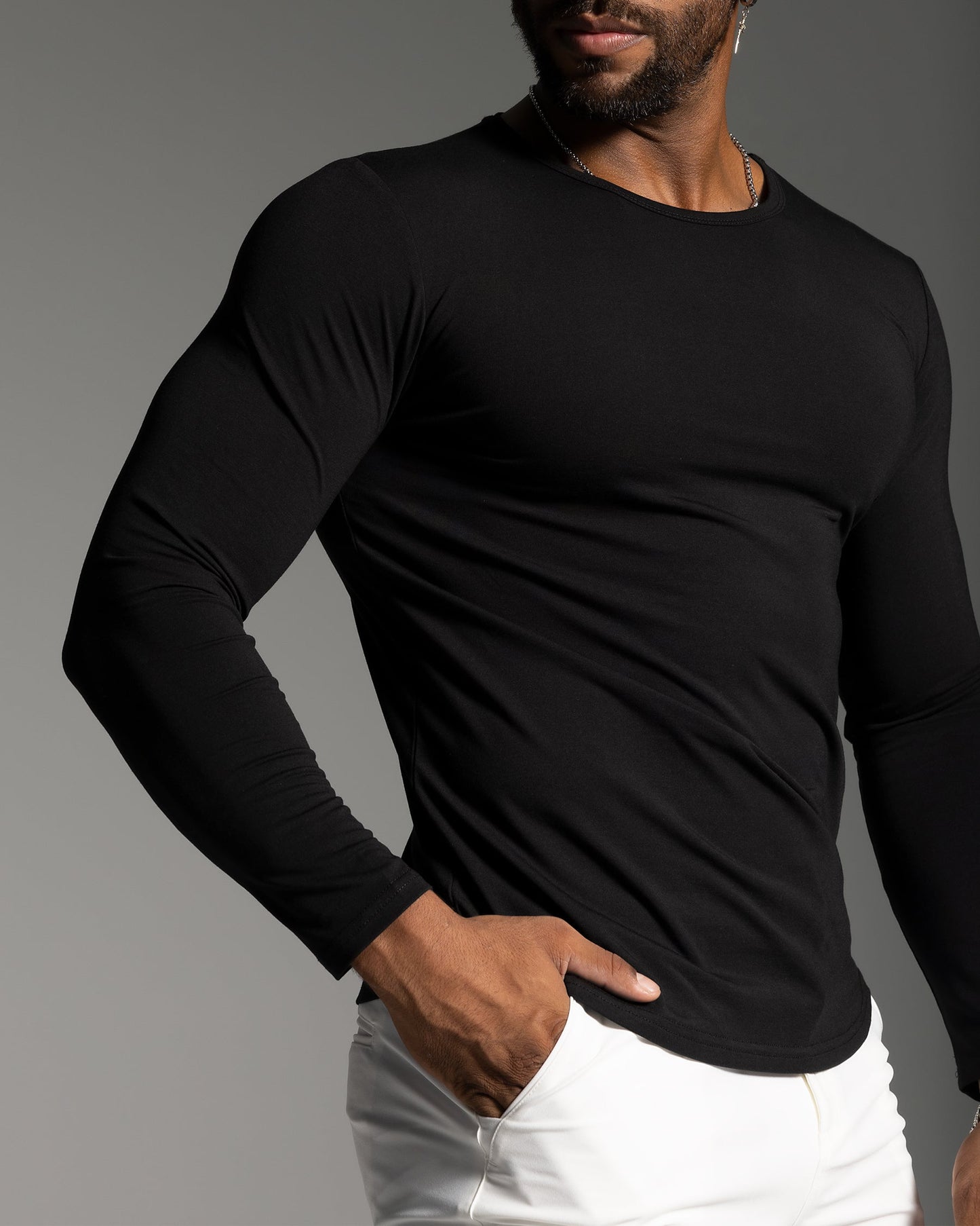 All Day Elite Curve-Hem Tee Stretch Long Sleeve