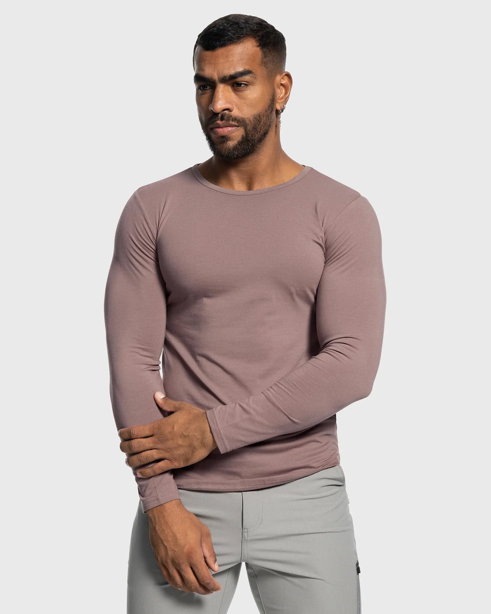 All Day Elite Curve-Hem Tee Stretch Long Sleeve - DUVAL