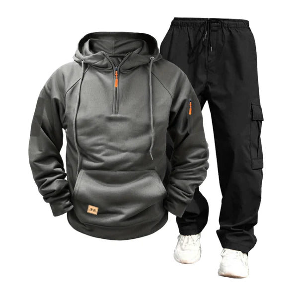 Casual Solid Color Hooded Sweatshirt and Pants Set