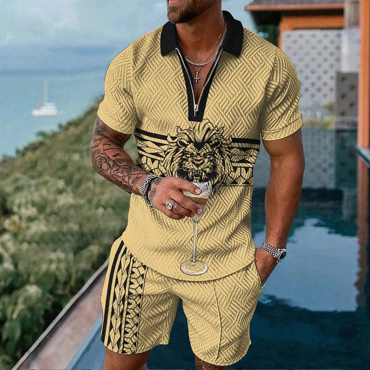 Lion Arc Polo Shirt And Shorts Co-Ord - DUVAL