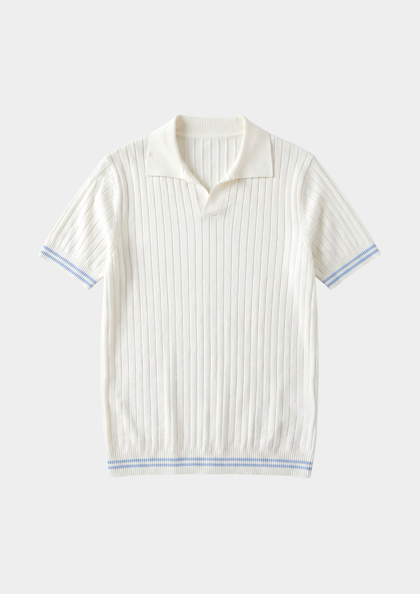 Pierre Ivory Ribbed Buttonless Polo