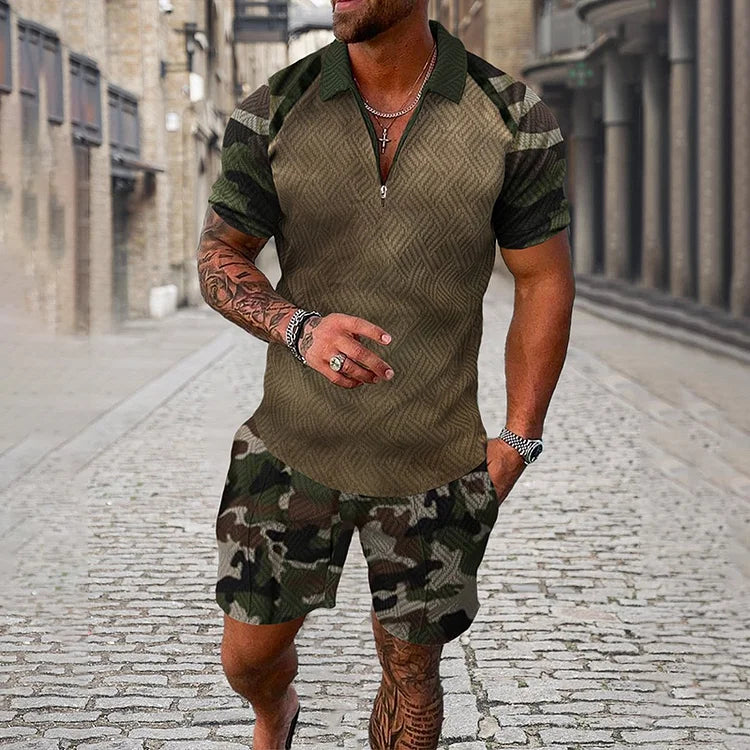 Camouflage Polo Shirt And Shorts Co-Ord - DUVAL