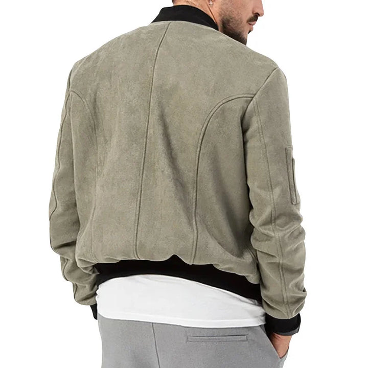 Suede Stand Collar Button Jacket - DUVAL