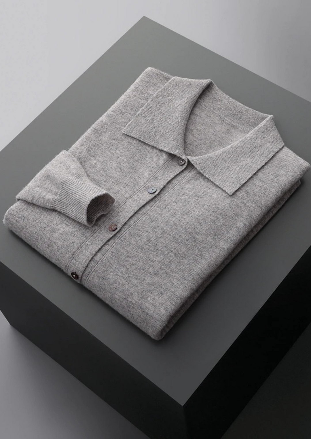 Pure Extra-Fine Merino Wool Polo Cardigan