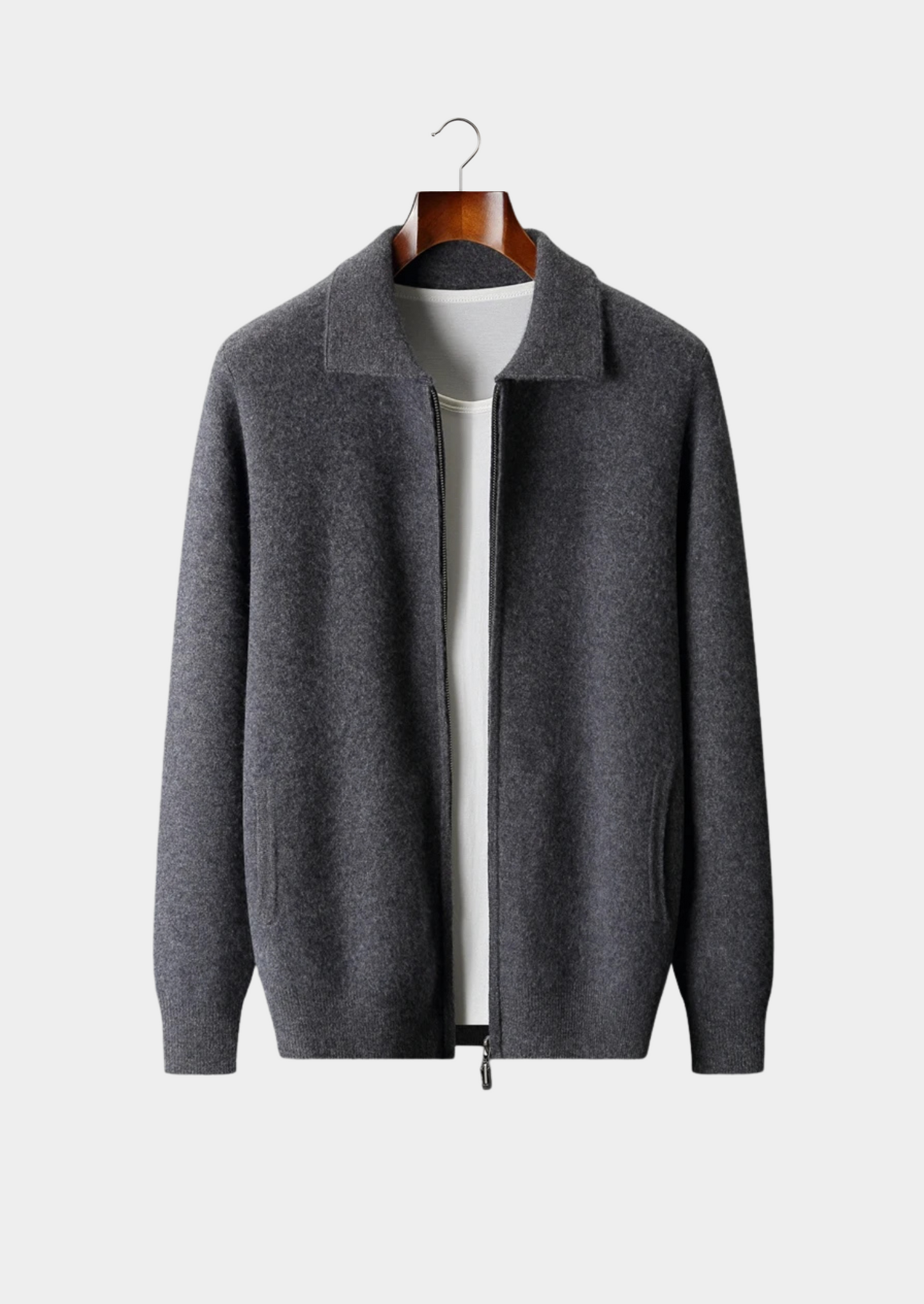 Premium Cashmere Zip Polo Cardigan