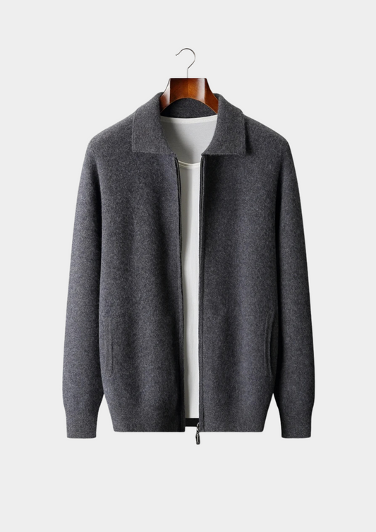 Premium Cashmere Zip Polo Cardigan
