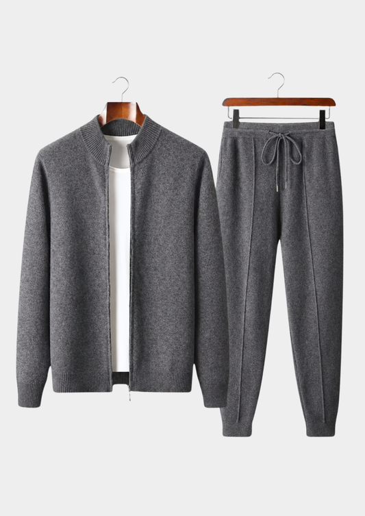 Pure Extra-Fine Merino Wool Dark Gray Luzzo Set