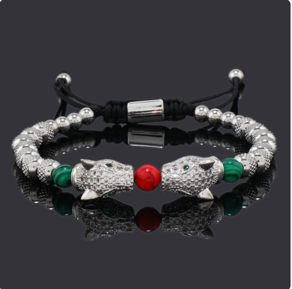 Luxury Leopard Head Charms Man Bracelet Stainless Steel - DUVAL