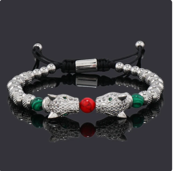 Luxury Leopard Head Charms Man Bracelet Stainless Steel