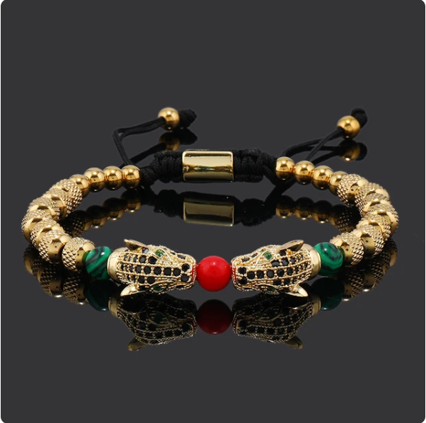 Luxury Leopard Head Charms Man Bracelet Stainless Steel - DUVAL