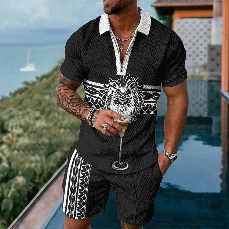 Lion Arc Polo Shirt And Shorts Co-Ord - DUVAL