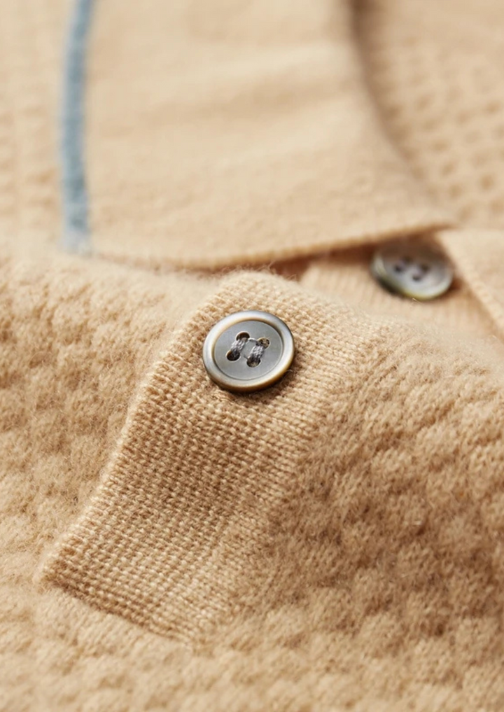 Premium Cashmere Mustard Two-Tone Polo