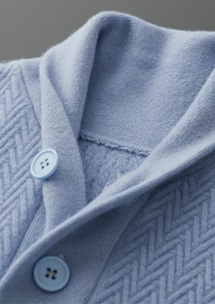 Premium Cashmere Zigzag Button Sweater
