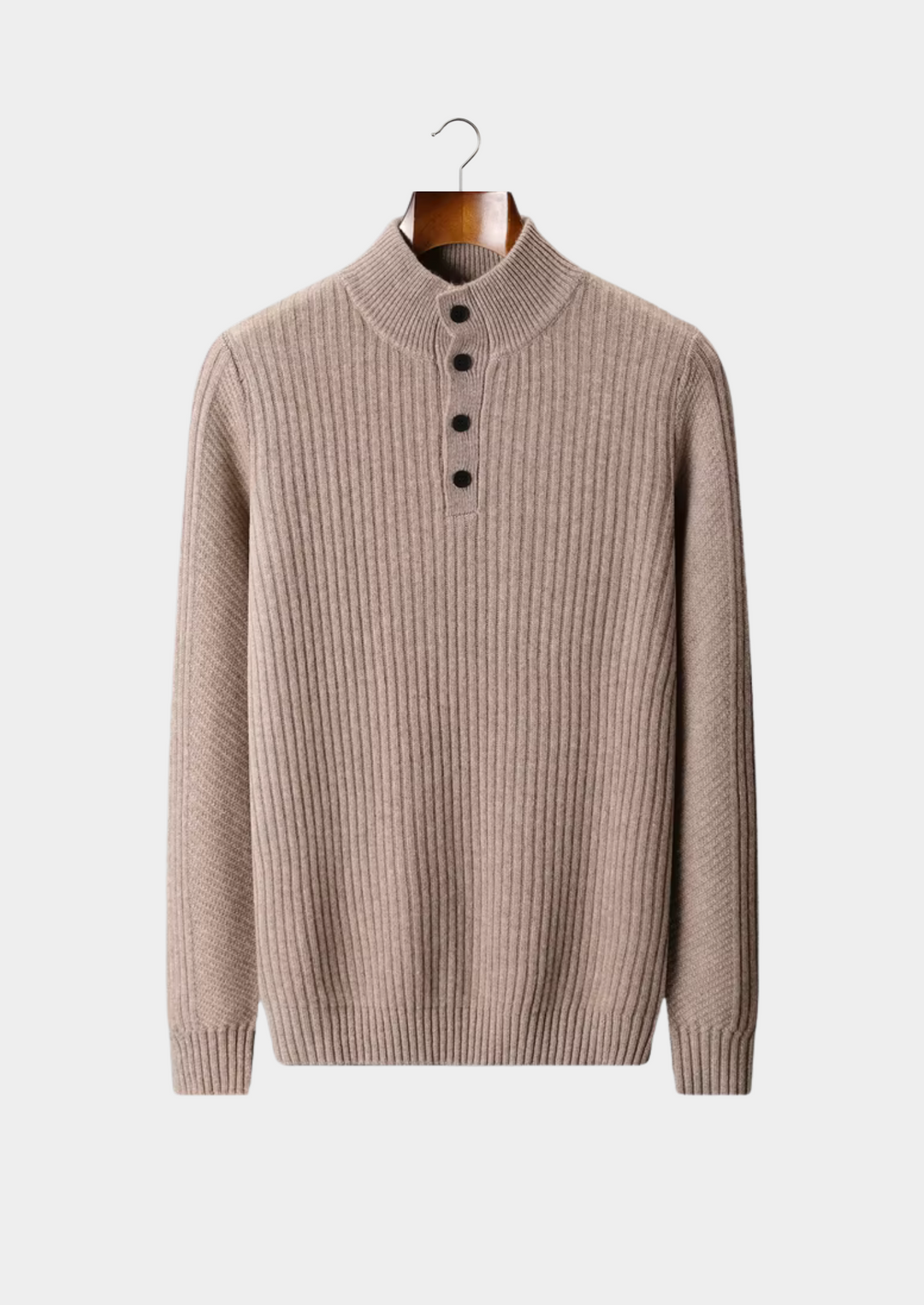 Pure Extra-Fine Merino Wool Ribbed Henley Sweater