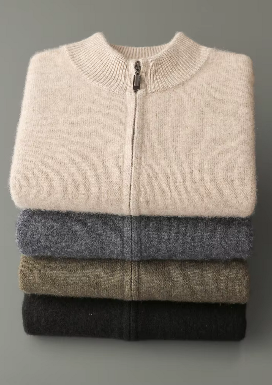 Pure Extra-Fine Merino Wool Zipper Cardigan