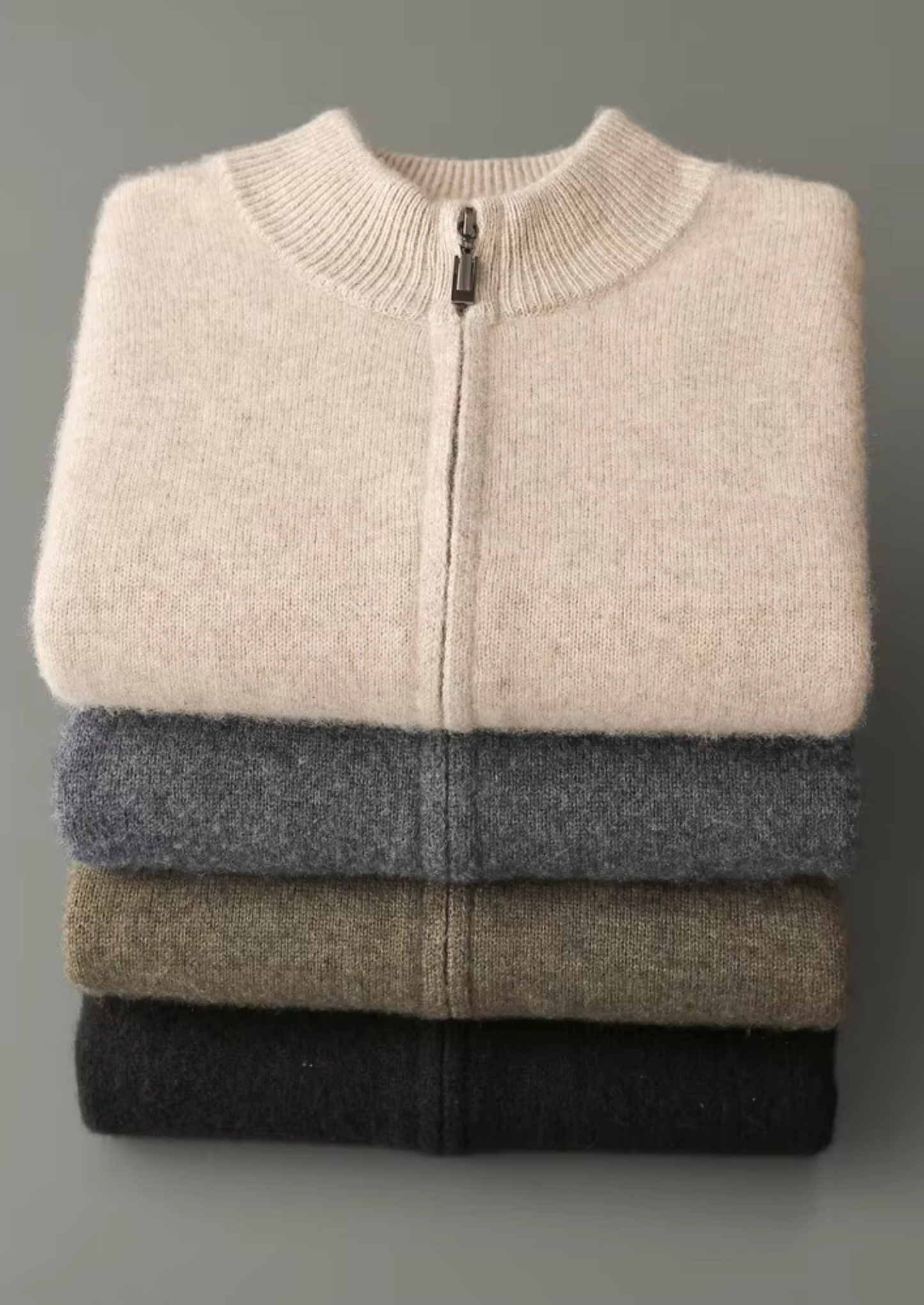 Pure Extra-Fine Merino Wool Zipper Cardigan
