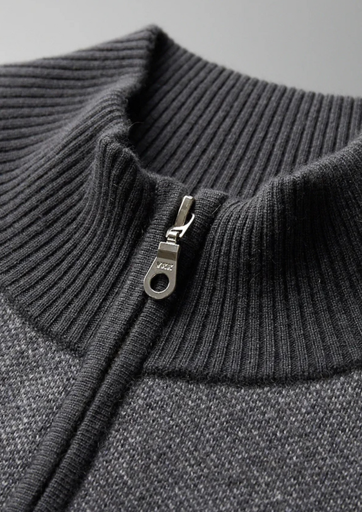 Premium Cashmere Jacquard Zip Cardigan