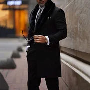 Black Collar Eco Fur Coat - DUVAL