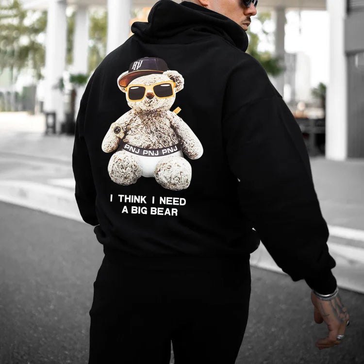 Oversized Street Trend Casual Pnj Bear Hoodie Sweatshirt - DUVAL