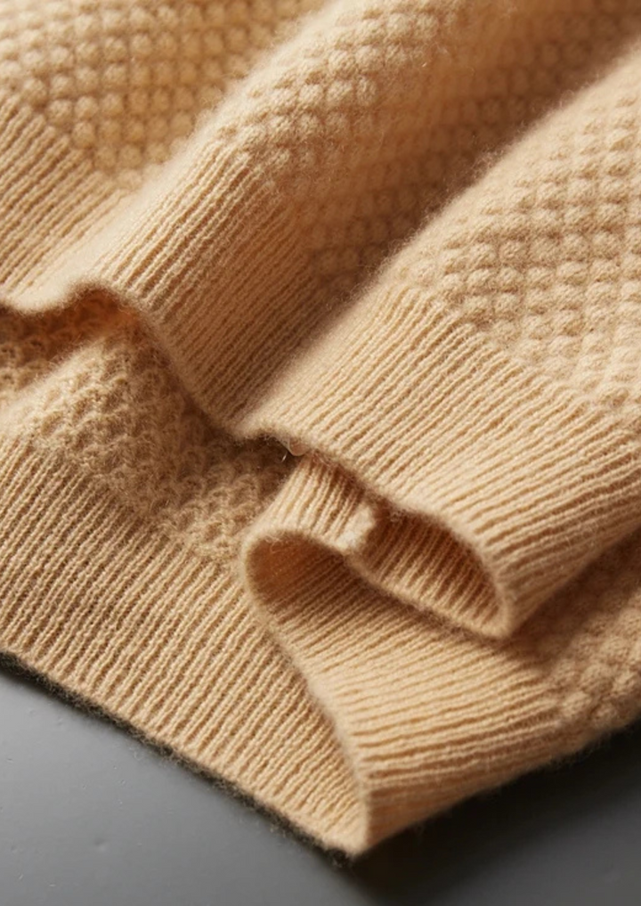 Premium Cashmere Mustard Two-Tone Polo