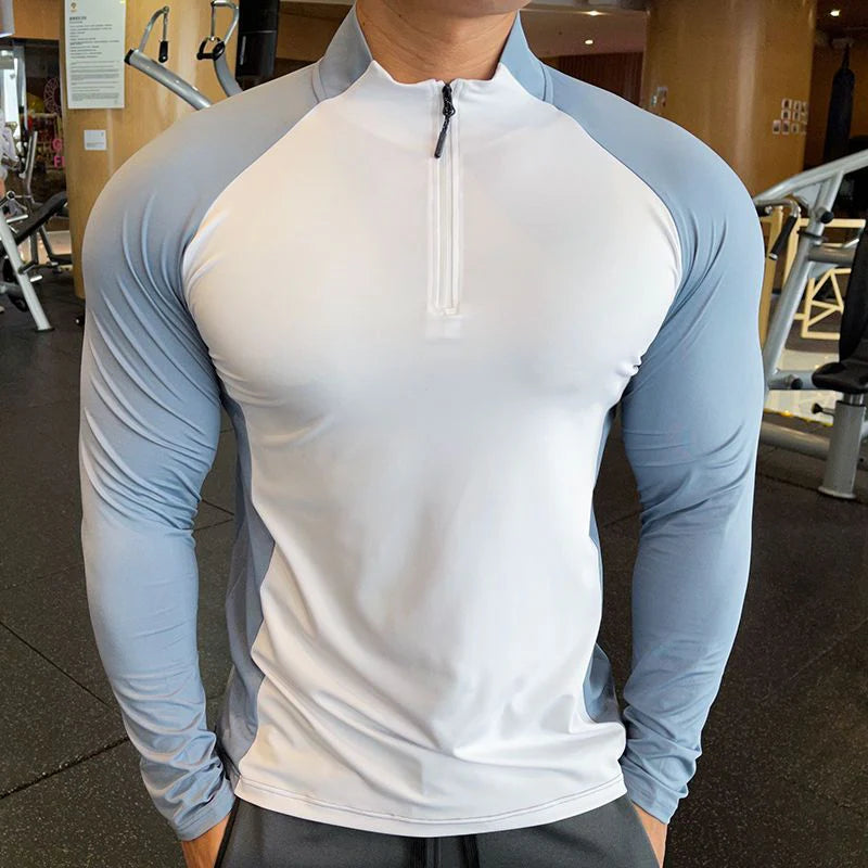 Two Tone Quarter Zip Performance Long Sleeve