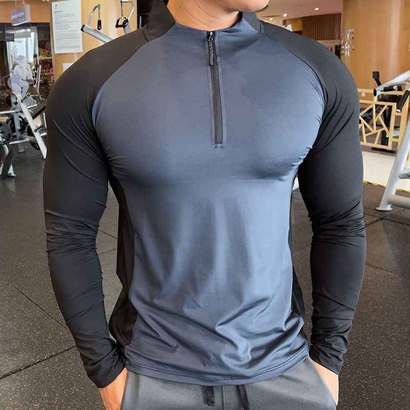 Two Tone Quarter Zip Performance Long Sleeve