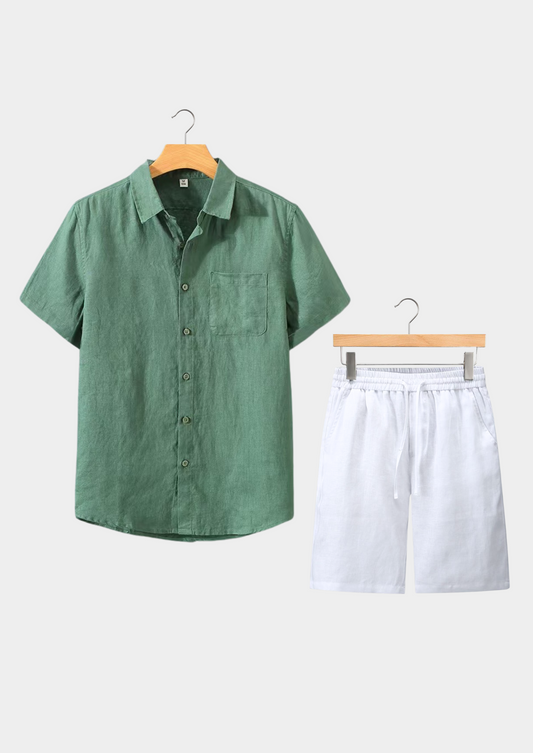 Dolcevita Shortsleeve Summer Set - Green/white