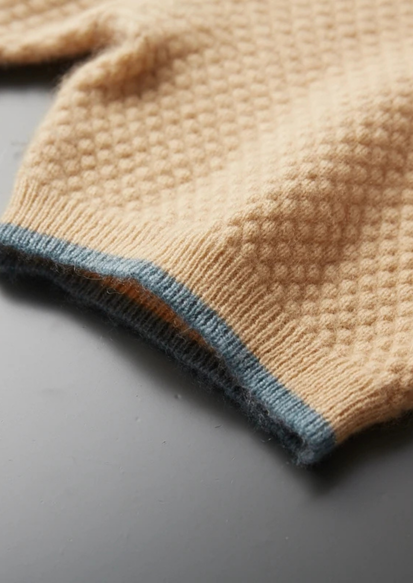 Premium Cashmere Mustard Two-Tone Polo